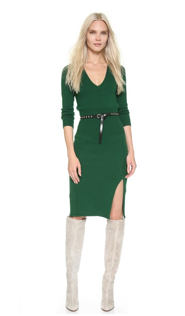 Deep V-neck Knit Dress | LadyLUX - Online Luxury Lifestyle, Technology and Fashion Magazine